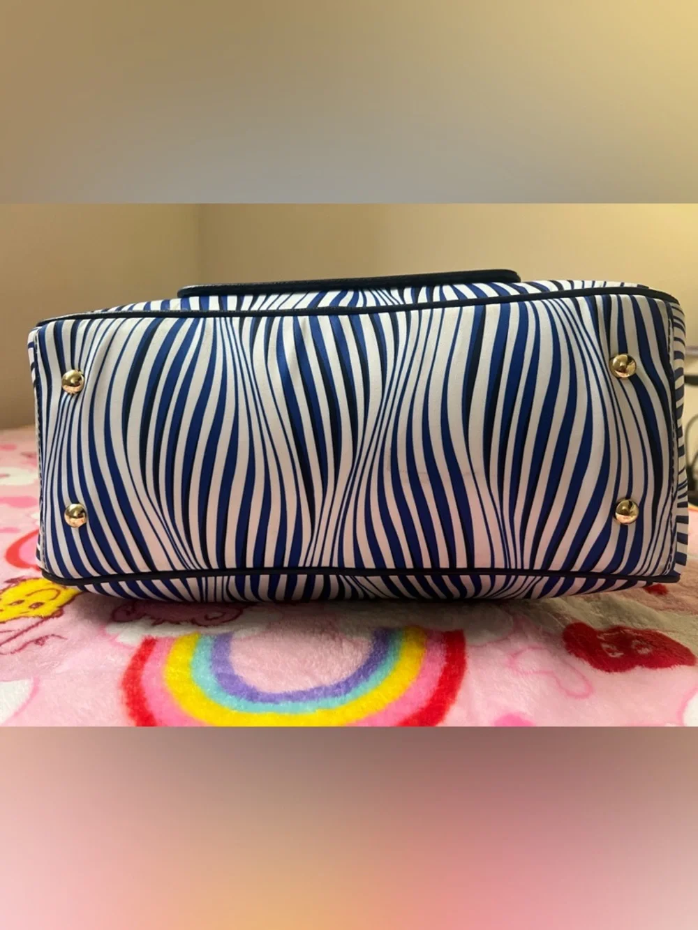 Vera Bradley Navy and White Wave Stripe Satchel - Picture 10 of 16